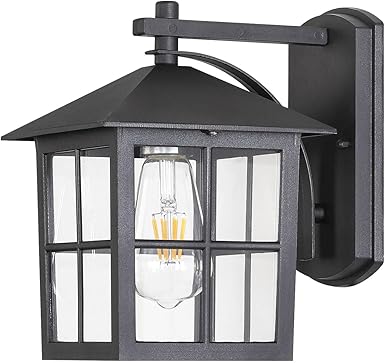 Outdoor Wall Light with Lampshade, Waterproof Matte Black Aluminum Exterior Light Fixture for Courtyard Corridor Hallway Doorways Porch Patio