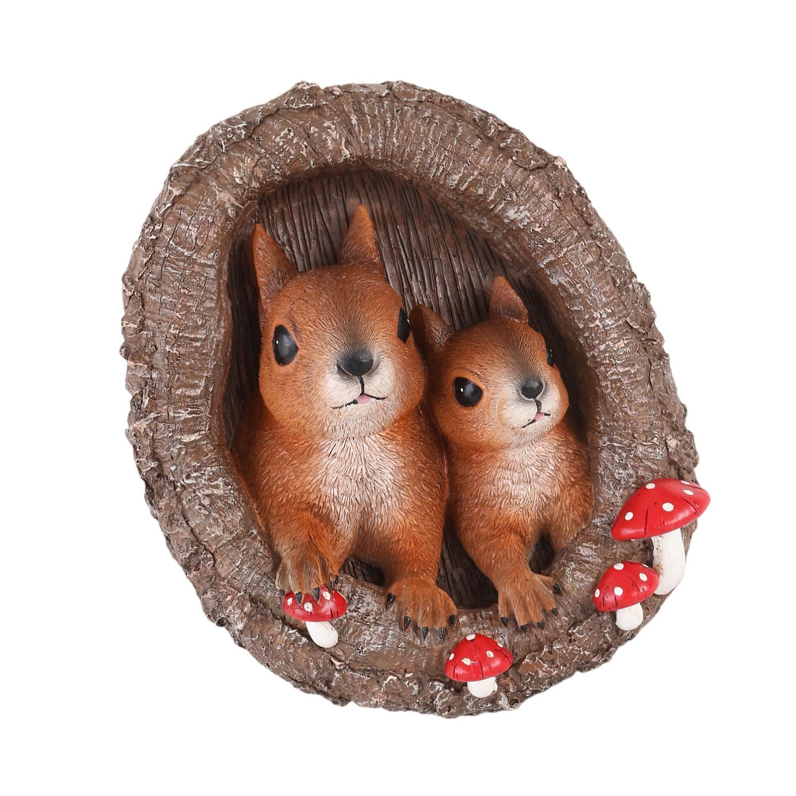 Snorvixre Resin Squirrel Ornament for Garden and Tree Decoration Hand Painted Realistic Animal Sculpture for Backyard Resin Figurine