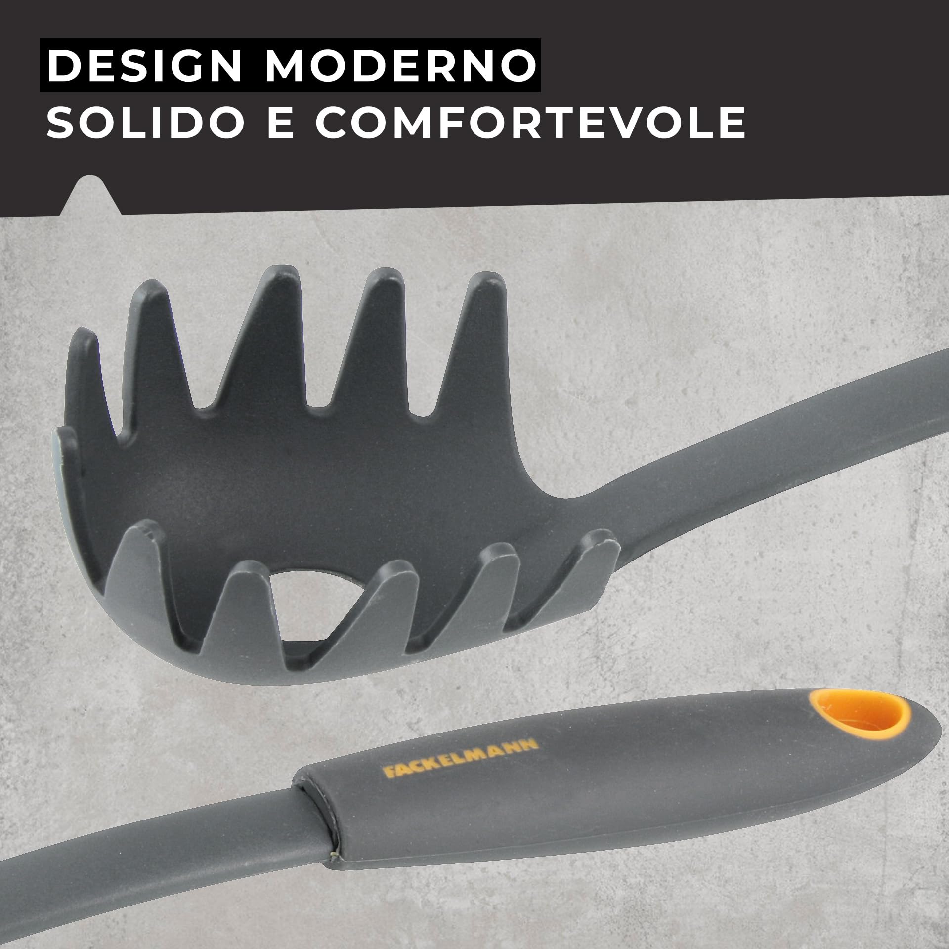 Fackelmann Linea Cucchiaio Servispaghetti Nylon Manico Soft Touch Arancio Nero 1 Pezzo