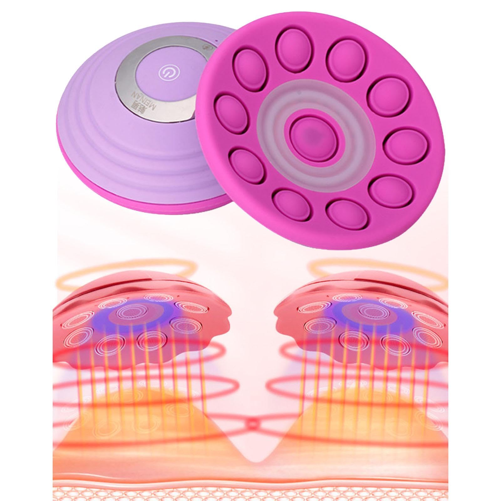 Perfeclan Elektrisches Brustmassagegerät, Brustmassagegerät unter BH, kabelloses Anheben und straffe Brüste, 3 Stufen, heiße Kompresse, Fernbedienung, Vibration