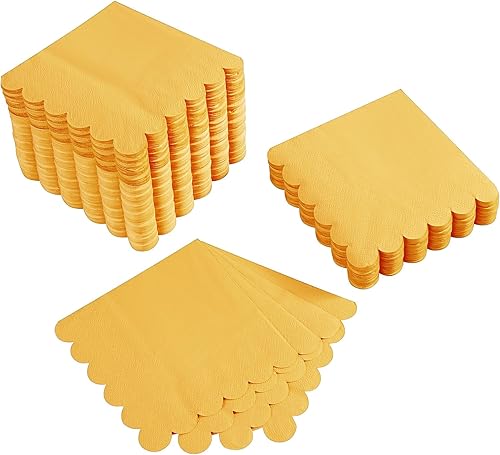 Miniatura 43 de Paquete de 100 servilletas de cóctel de 2 capas con bordes festoneados plegadas de 5 x 5 pulgadas, servilletas desechables para cena, boda, fiesta