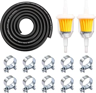 1/4 Inch (6MM) ID Fuel Line Hose Kit: 2m/6ft Hose, 2 x 5/16" Inline Filters with Magnet, 10 x Adjustable Mini Clamps (7/16"-1/2") for conveying gasoline, E-85, diesel, and bio-diesel