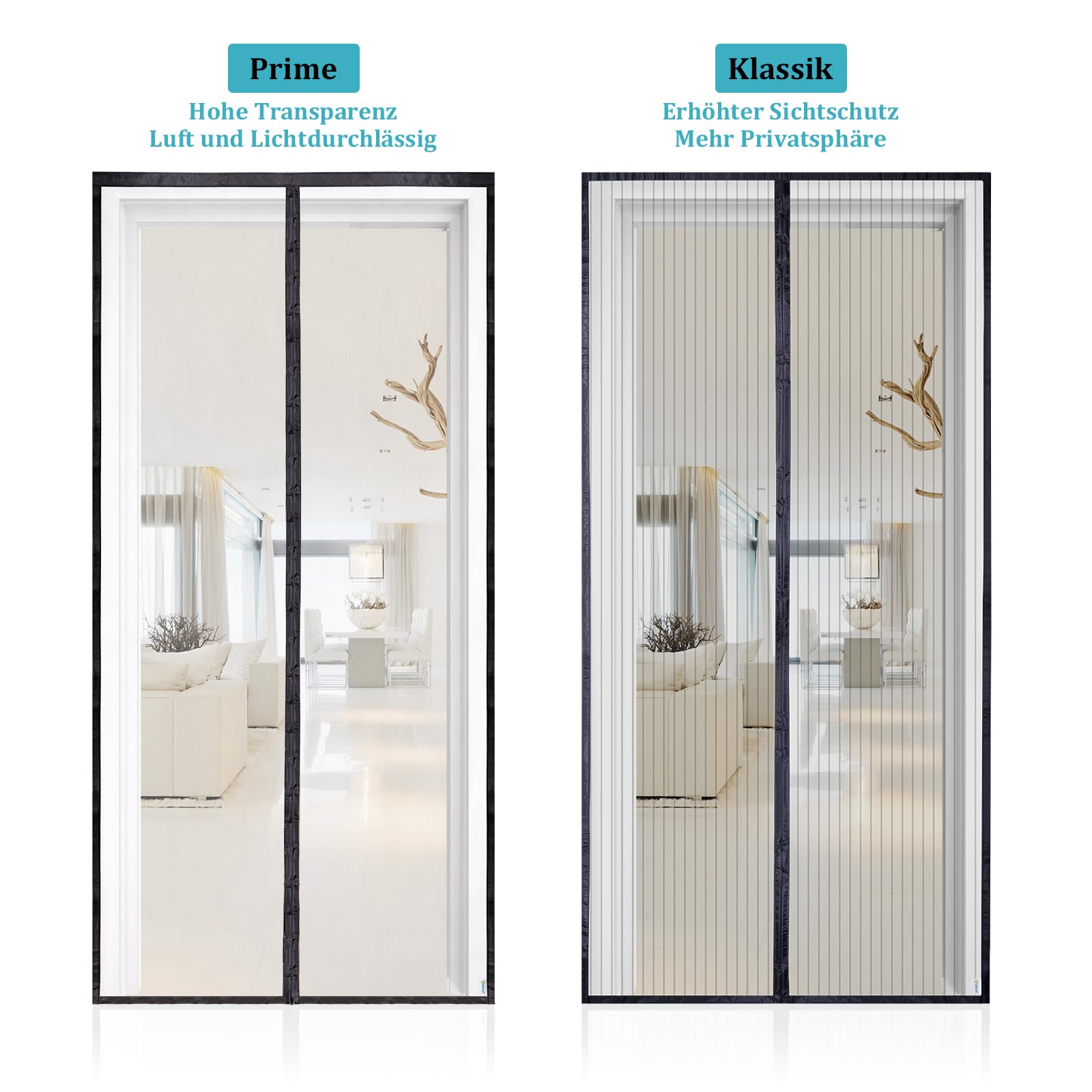 Apalus Prime Fly Screen Door, Magnetic Insect Protection Balcony Door, 90 x 210 cm, Translucent, Tear-Resistant, Weatherproof, Durable, Stronger Magnets Than the Classic, 3.8 cm Strap Top, Cannot Be Shortened - 5