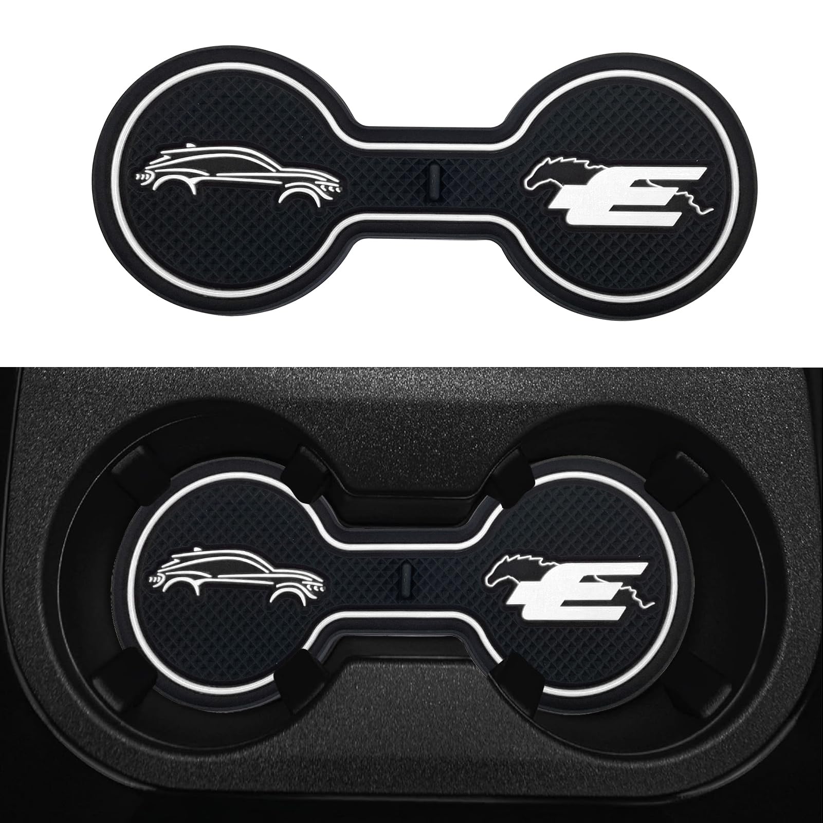 Compatible for Ford Mustang Mach-E Car Cup Holder Coaster Decorative Water Coaster Car Accessories Pad White — view 2