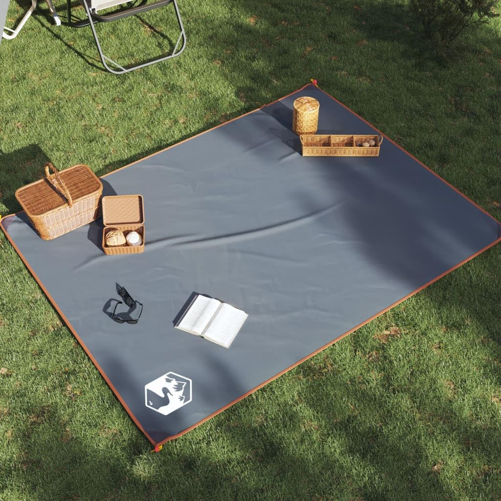 Coperta da picnic con picchetti, grigio e arancione, 205 x 155 cm, impermeabile e pieghevole, ideale per campeggio, escursionismo, attività all'aperto, trekking e campeggio, con borsa per il