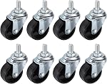 PATIKIL 1.5 Inch Threaded Swivel Casters, 8 Pack Wire Shelf Caster Wheels Stem Wheels Wire Shelving 110lb/50kg Load Capacity for Rolling Cart Wheels Furniture Replacement, Black