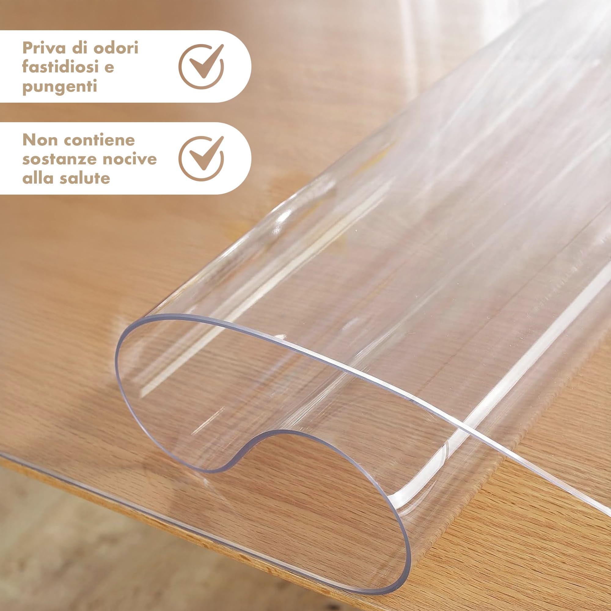 IlGruppone Copritavolo Trasparente in PVC 1.5 Mm Pellicola Protettiva Cover Tavolo Tovaglia Protezione Mollettone Antimacchia per Tavoli Cucina Salotto Ufficio Scrivania - Trasparenti - 100x220Cm