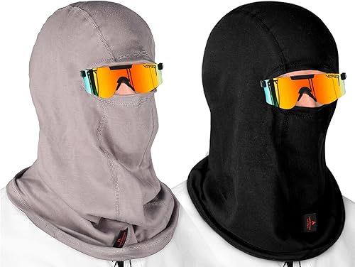 LANLFY Paquete de 2 pasamontañas FR con capucha de soldadura, 100% algodón, cubierta de cara completa, HRC2, protector de cuello, arco y destello de