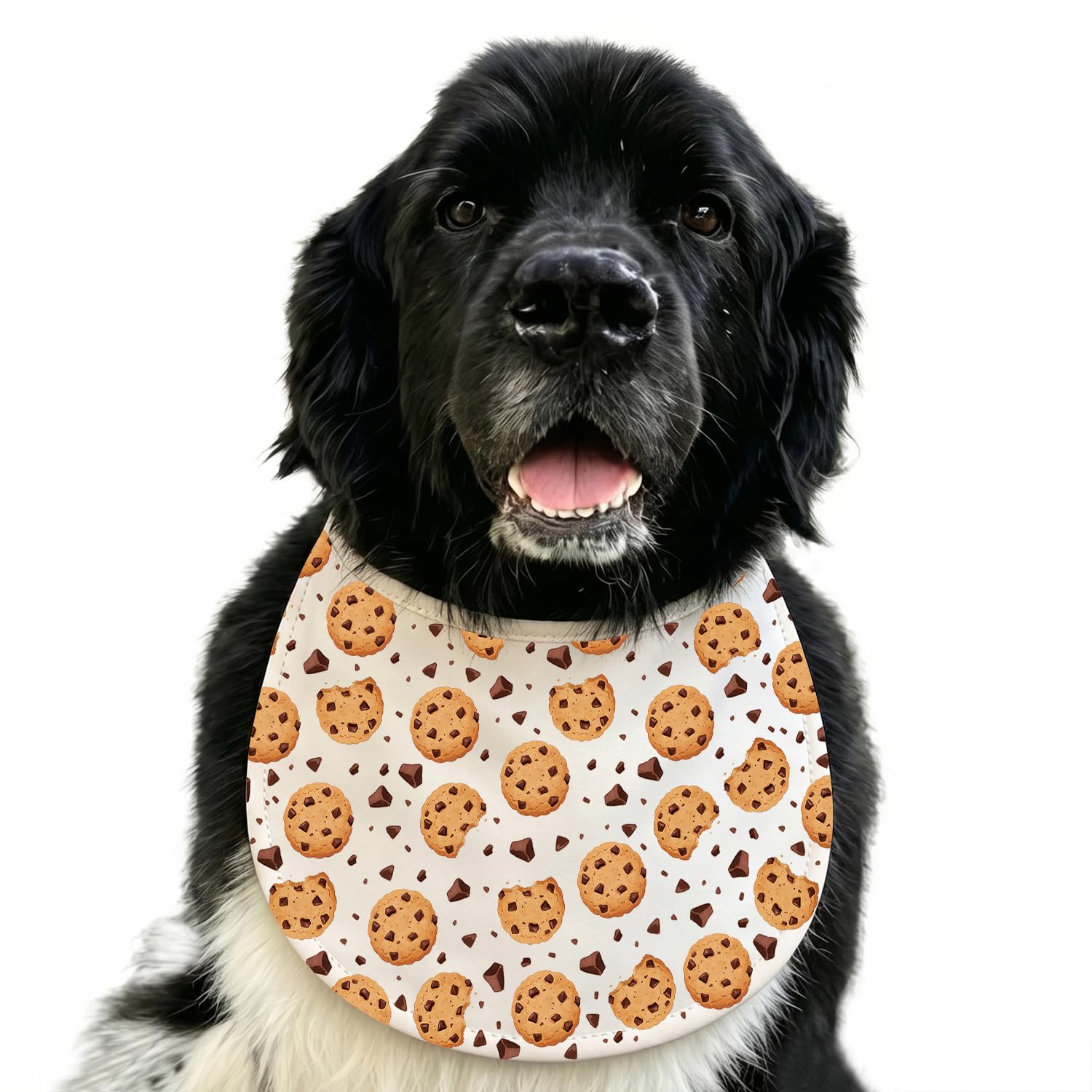 Chocolate Chip Cookiess Dog Drool Bib Food Theme Adjustable XL For Large & Giant Breed Newfoundland Mastiff Drooling Bib (cookiesdog bib2)