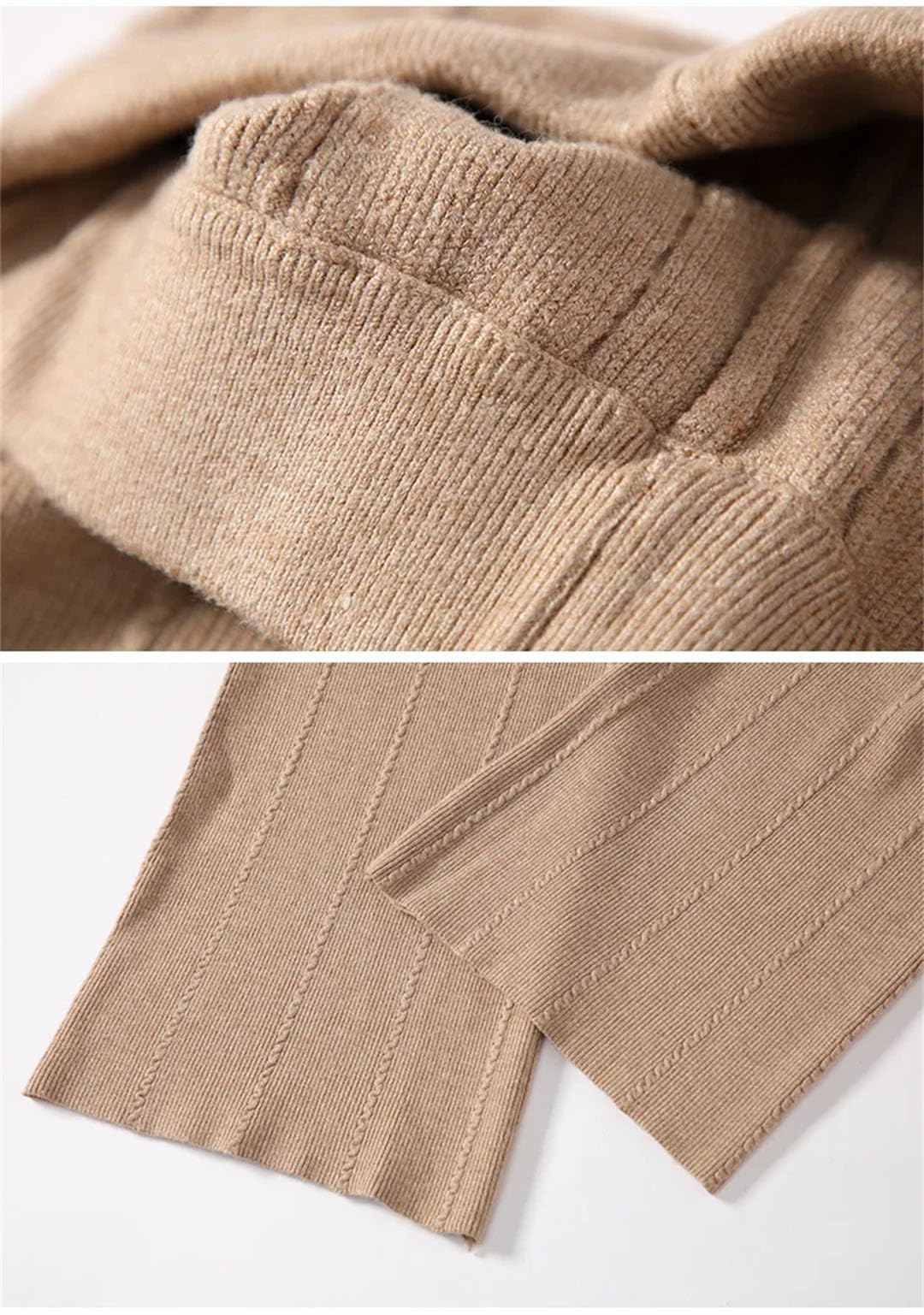 Pantaloni da donna invernali lavorati a maglia a vita alta allentati a gamba dritta pantaloni corti a gamba larga