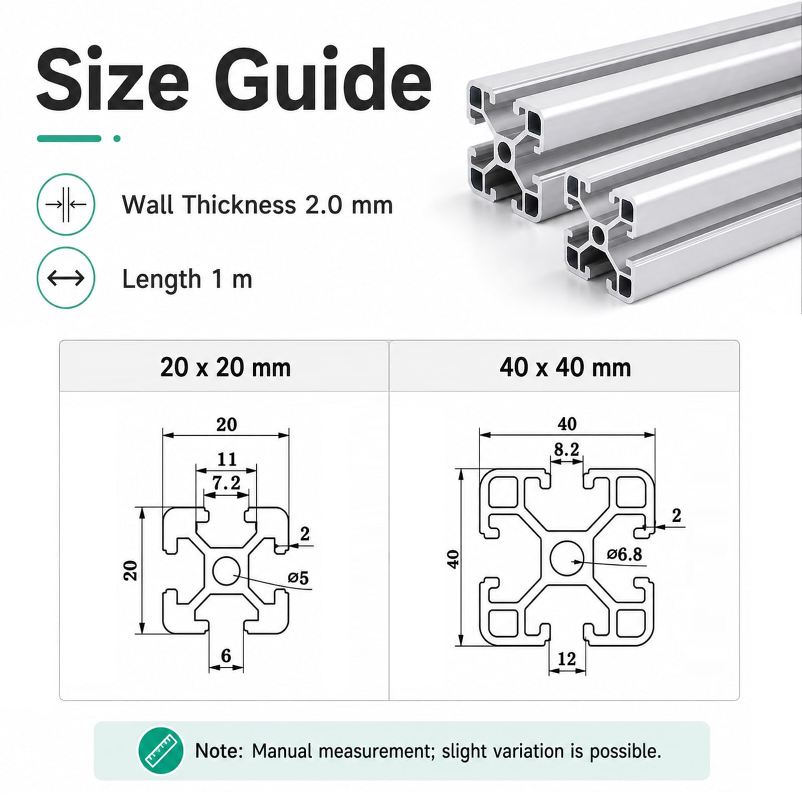 Profil Alu FüR Aluprofil,Modulare Aluminiumprofile,Linearschienenprofilrahmen,Vierkant Alu Profil,Glatte OberfläChe,FüR DIY 3D-Drucker Und CNC-Maschinen