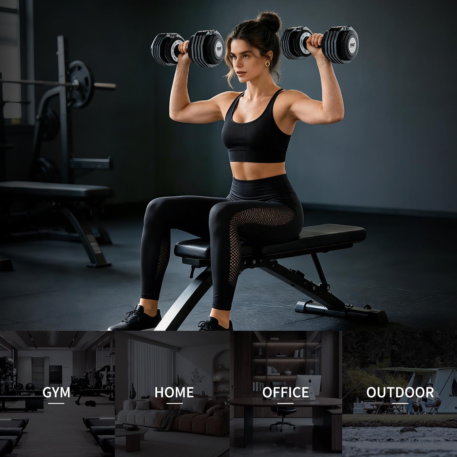22/33 lbs Pair/Single Adjustable Dumbbells Set, Premium Quick Adjust, 10 in 1 Adjustable Dumbbell Set for Men and Women, Solid Pro-Grade Steel for Home Gym