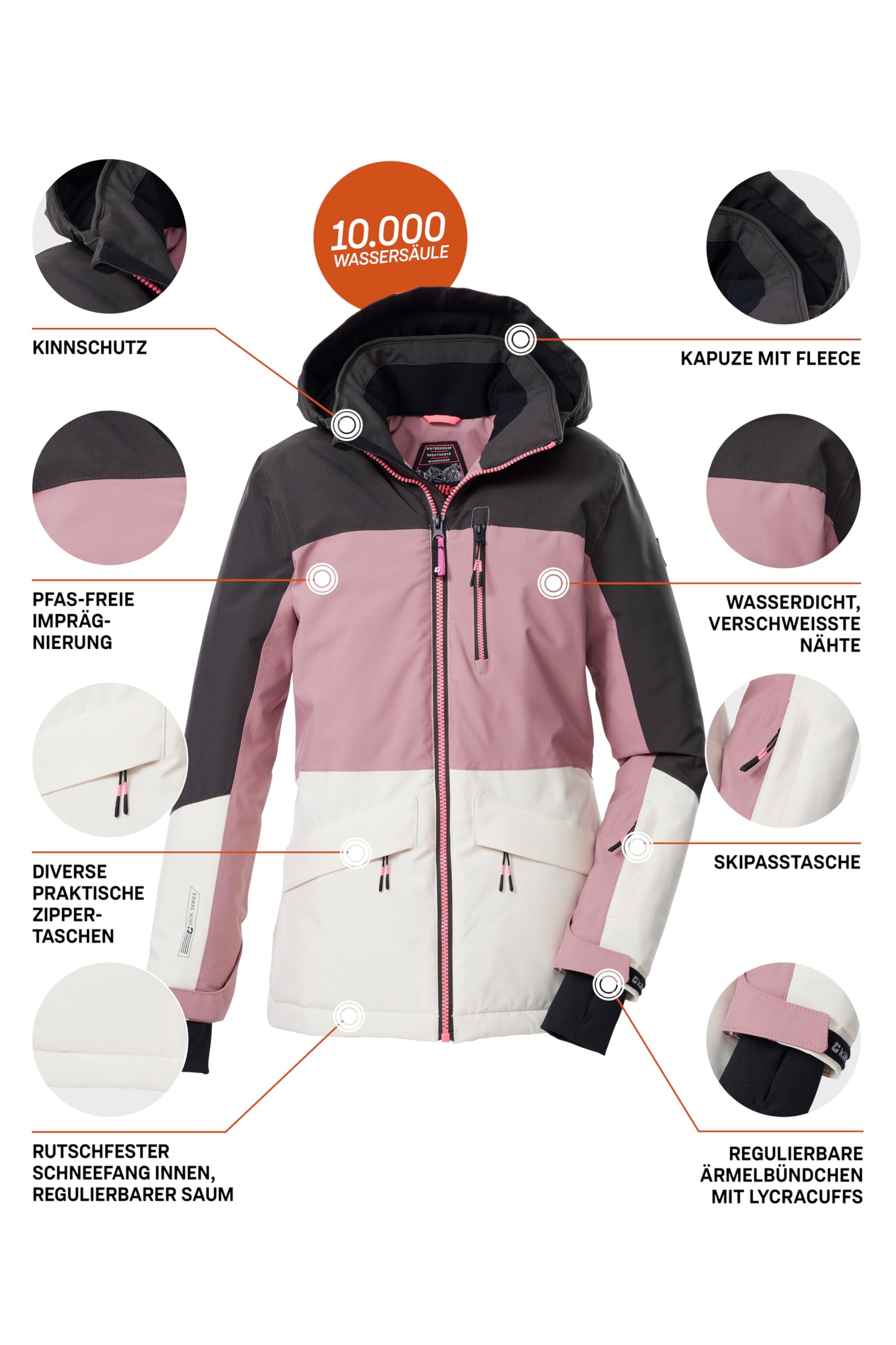 Killtec Mädchen Ksw 208 Grls Ski Jckt Skijacke/Funktionsjacke mit Kapuze und Schneefang
