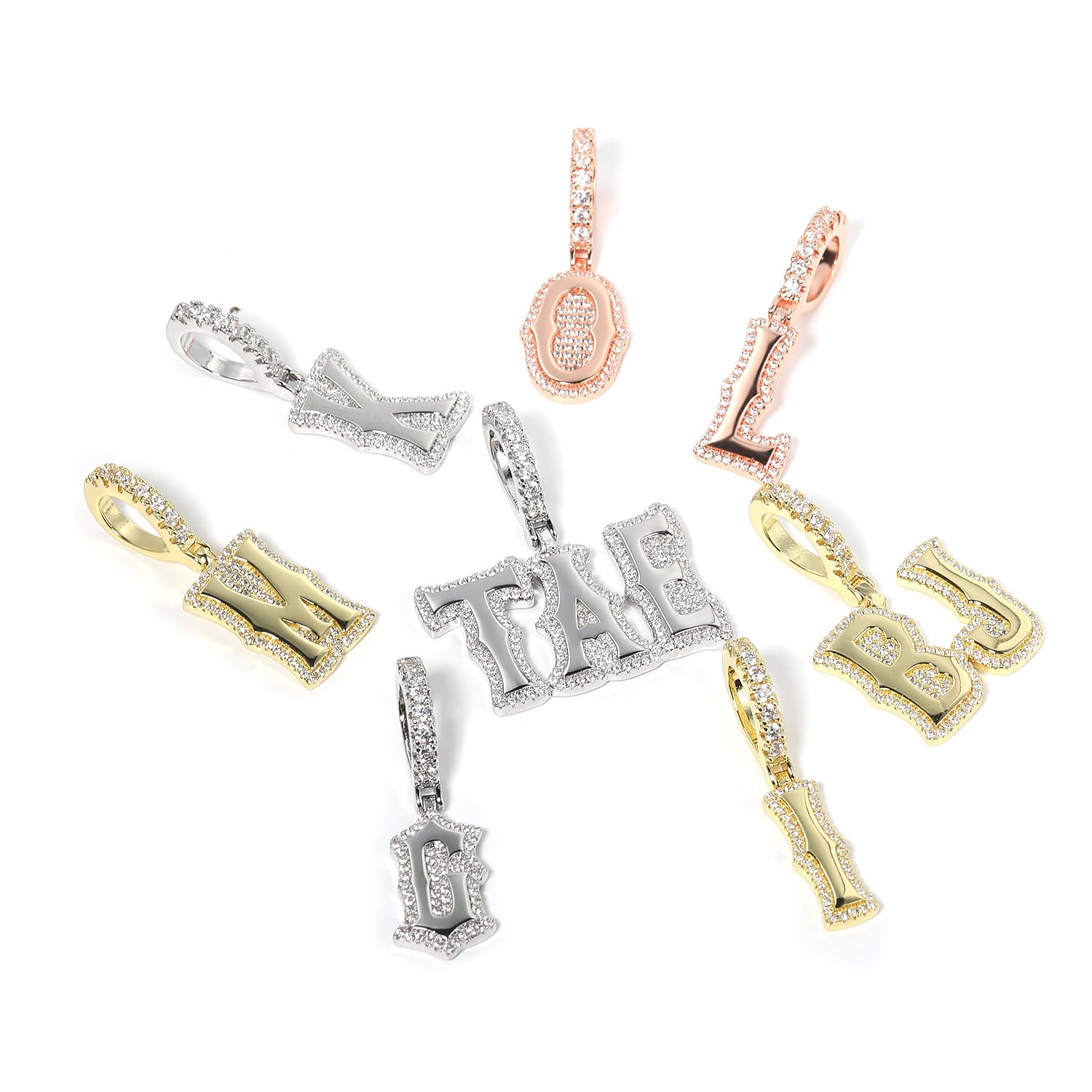 Collana Lettera Personalizzata, Pendente Oro 18K Placcato con Zirconi | Ottone placcato oro 18K con zirconi scintillanti. Delicata collana monogramma unisex, regalo Hip Hop ideale.
