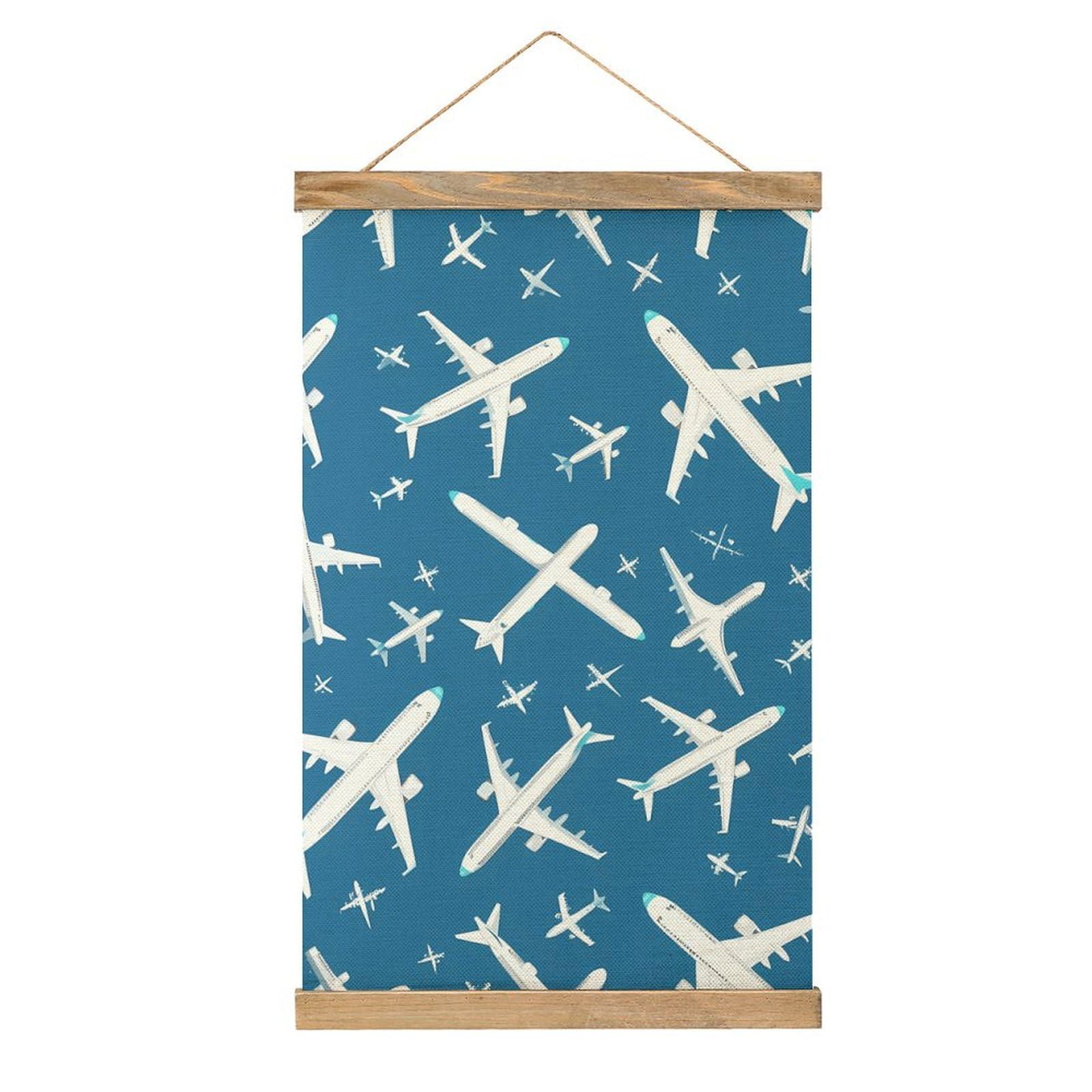 CGSBNGHA Plane Aircraft Airplane Jet Wall Art Prints Linen Hanging Painting Scroll Paintings Pictures Decor for Home