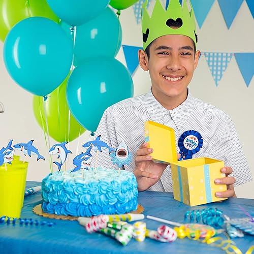 Miniatura 6 de Decoración para cupcakes de tiburón, 40 piezas de palillos de tiburón, decoraciones de cupcakes de tiburón para fiestas temáticas de tiburón,