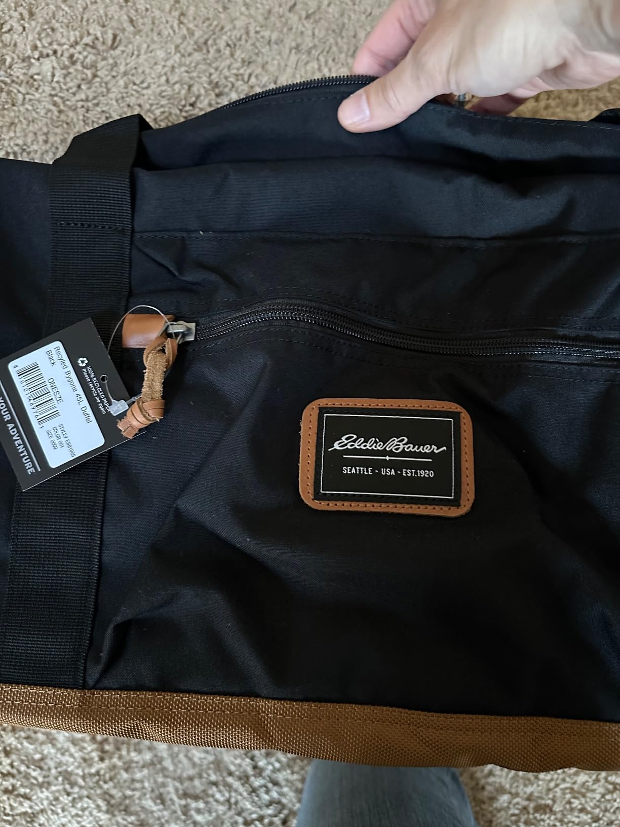Eddie Bauer Bygone Duffel | Travel | Weekend Bag | Lightweight | Durable | 45L | Rugged Polyester/Nylon | U-Shaped Main Compartment | Black