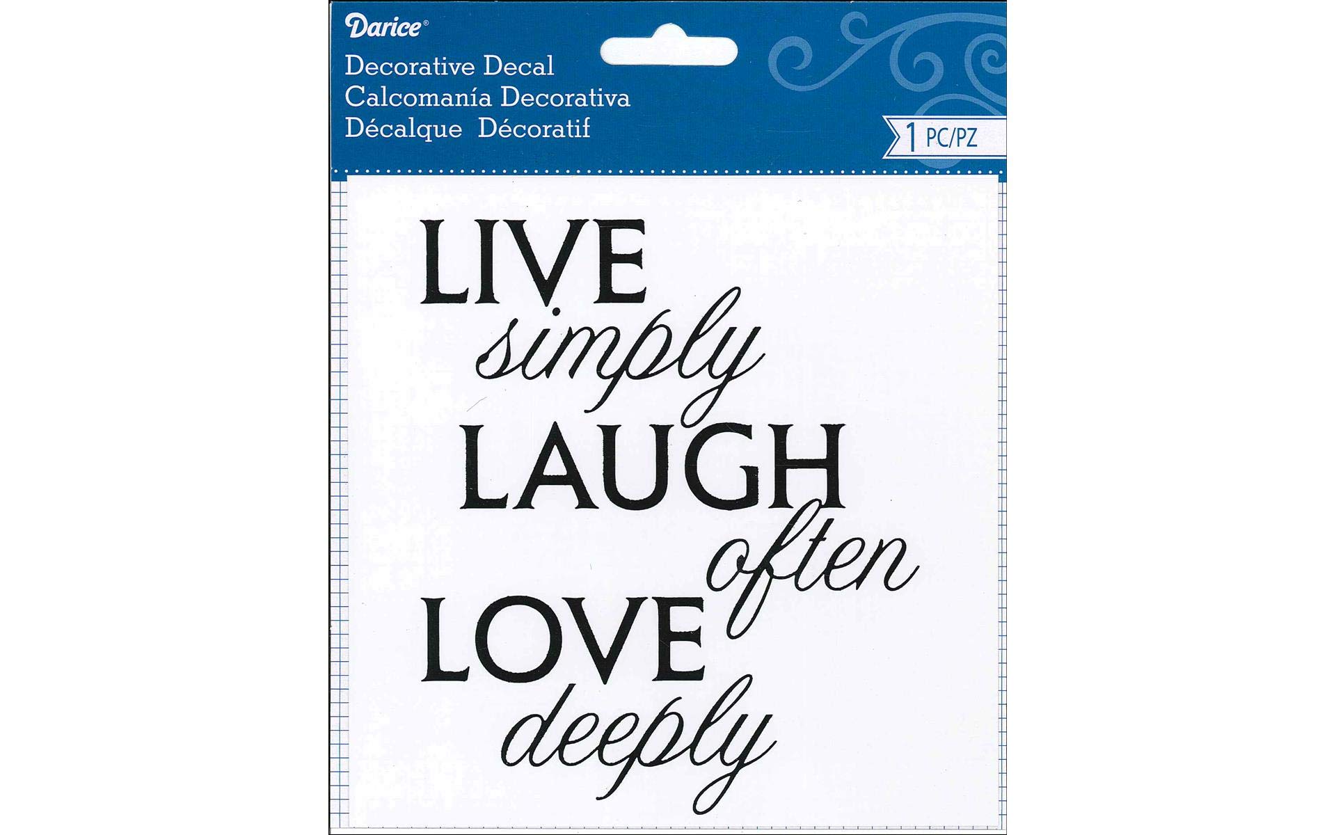 Darice Matrice Ws1001 Autocollant, 6 par 15,2 cm, Live, Laugh, Love Script