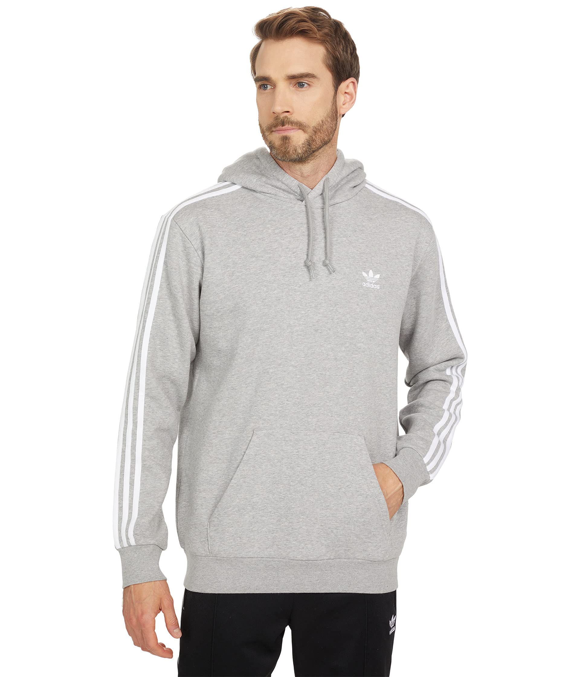 adidas Originals Men's Adicolor Classics 3-Stripes Hoodie Hooded Sweatshirt, Medium Grey Heather, XL