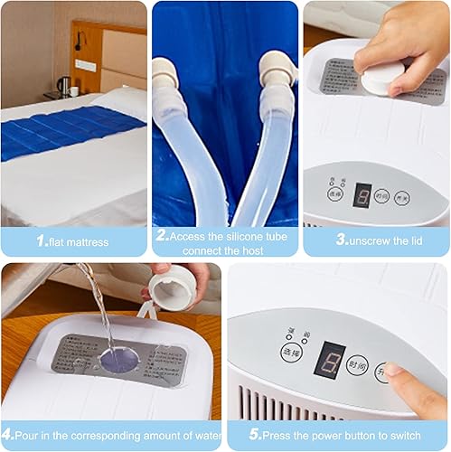 Miniatura 6 de Buhelyc Colchón de hielo, cubrecolchón refrescante, sistema de sueño más fresco, sistema de acondicionamiento de cama de refrigeración, silencioso,