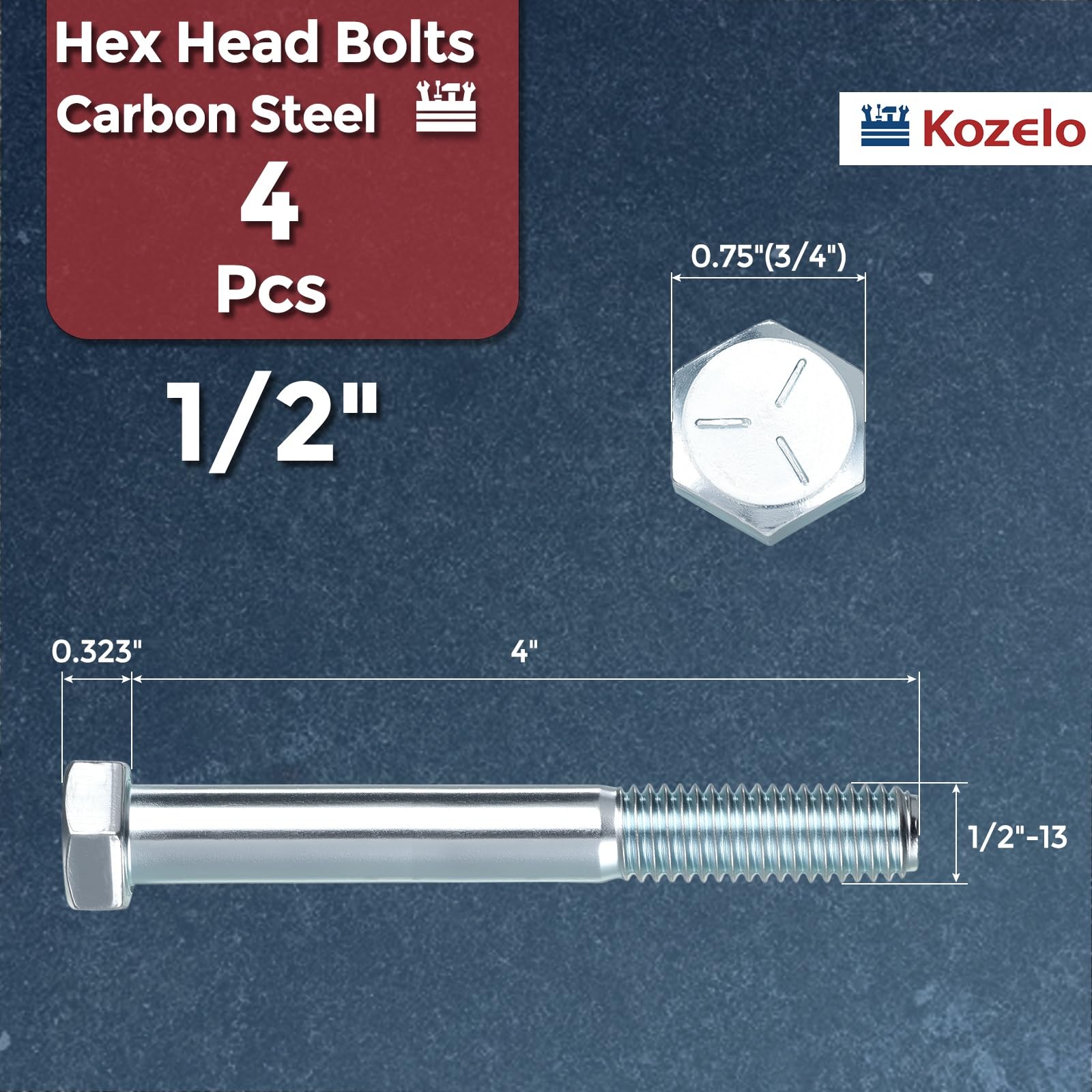 Kozelo 4 Pcs Hex Head Screws Bolts - Image 2