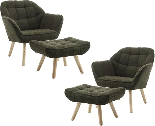 Miniatura 50 de Sofá biplaza pequeño de 48 pulgadas, moderno sofá de tela de lino de 2 plazas con respaldos acolchados y patas de madera para sala de estar, Lino