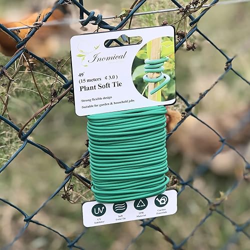 Miniatura 6 de Alambre suave para plantas, lazos de goma reutilizables de 49.2 pies, alambre de jardín resistente para plantas, amarre de plantas de giro suave