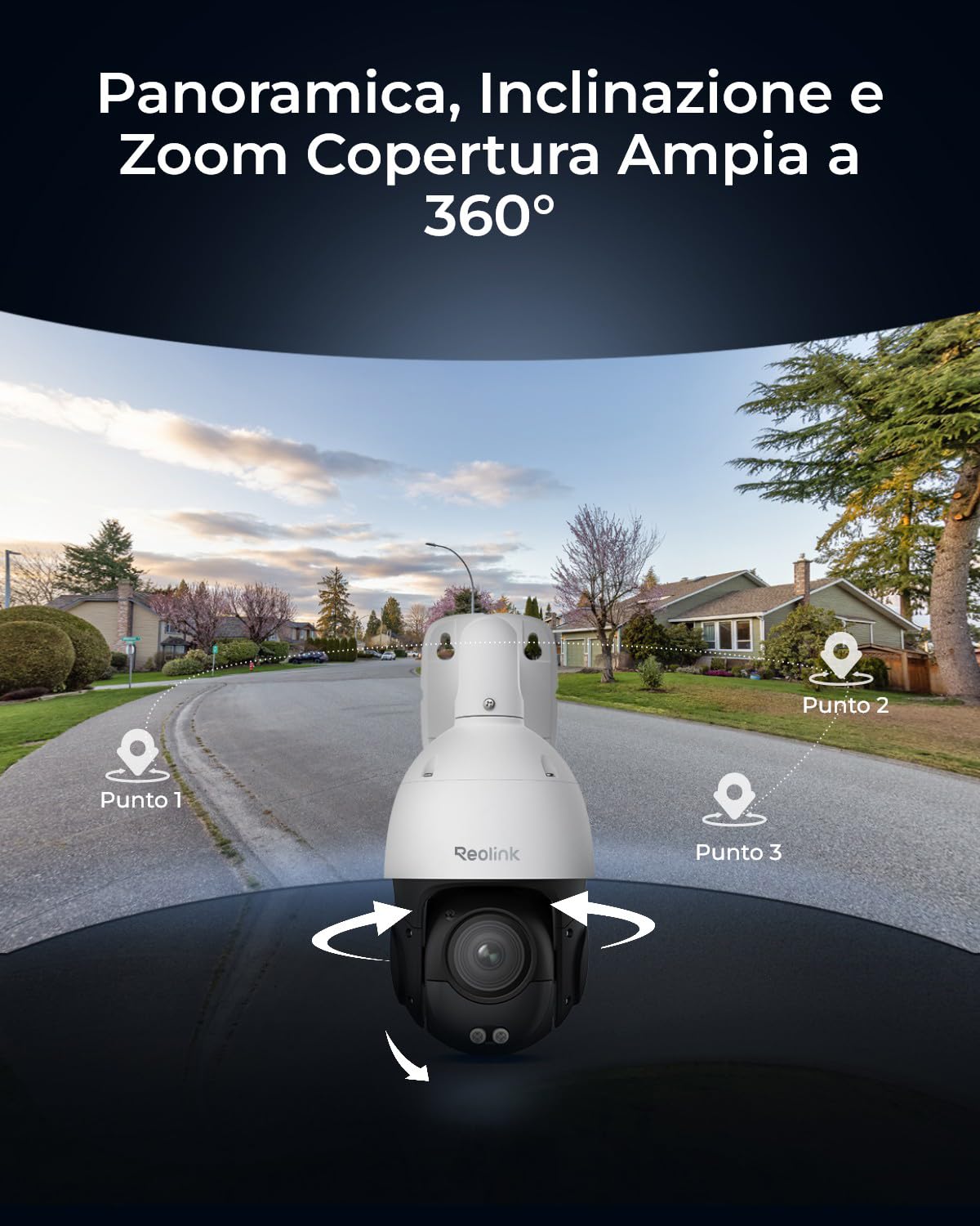 Reolink 4K PTZ Telecamera Esterno PoE, Zoom Ottico 3D 16X, RLC-823S2 | 360°/90° Pan & Tilt, Visione Notturna a Colori, Rilevamento di Uomo/Veicolo/Animale, Audio Bidirezionale, Supporta microSD