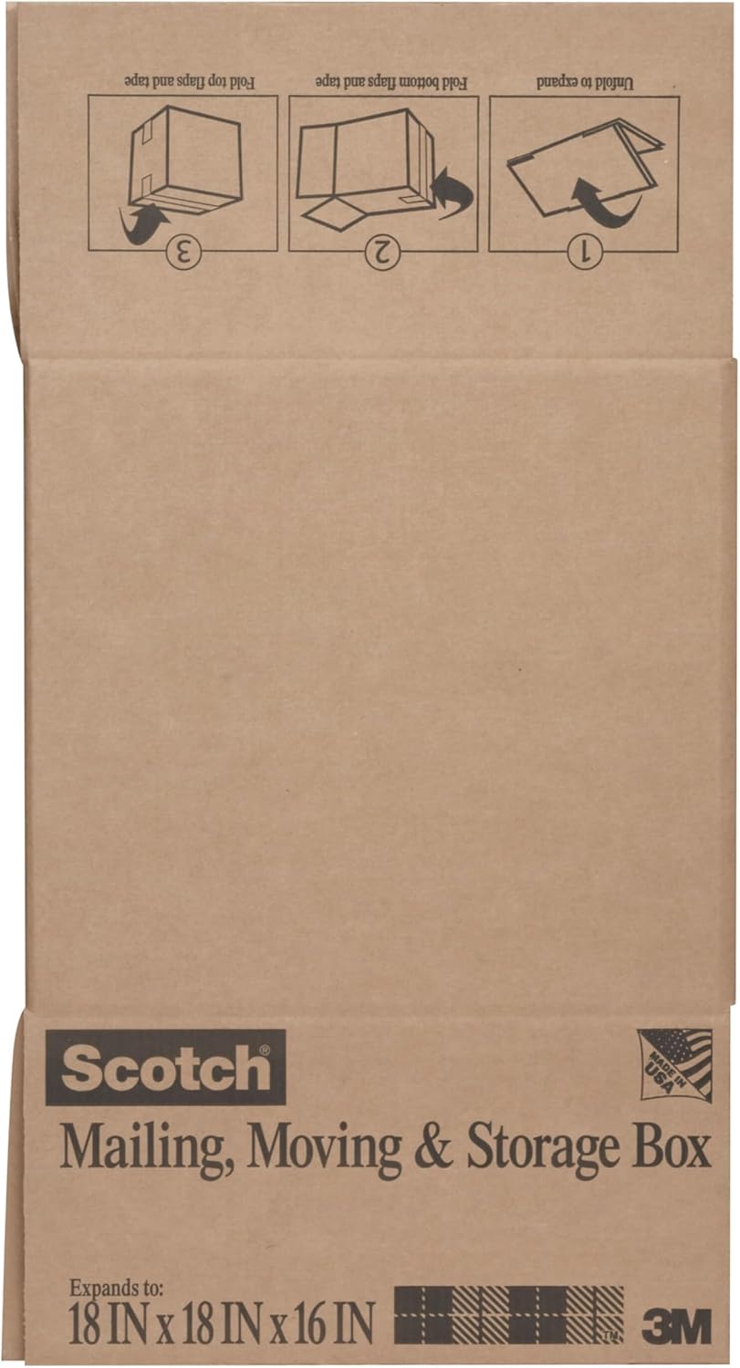 Scotch Moving and Storage Box, 18 in x 18 in x 24 in (45.7 cm x 45.7 cm x 60.9 cm), 6 pk