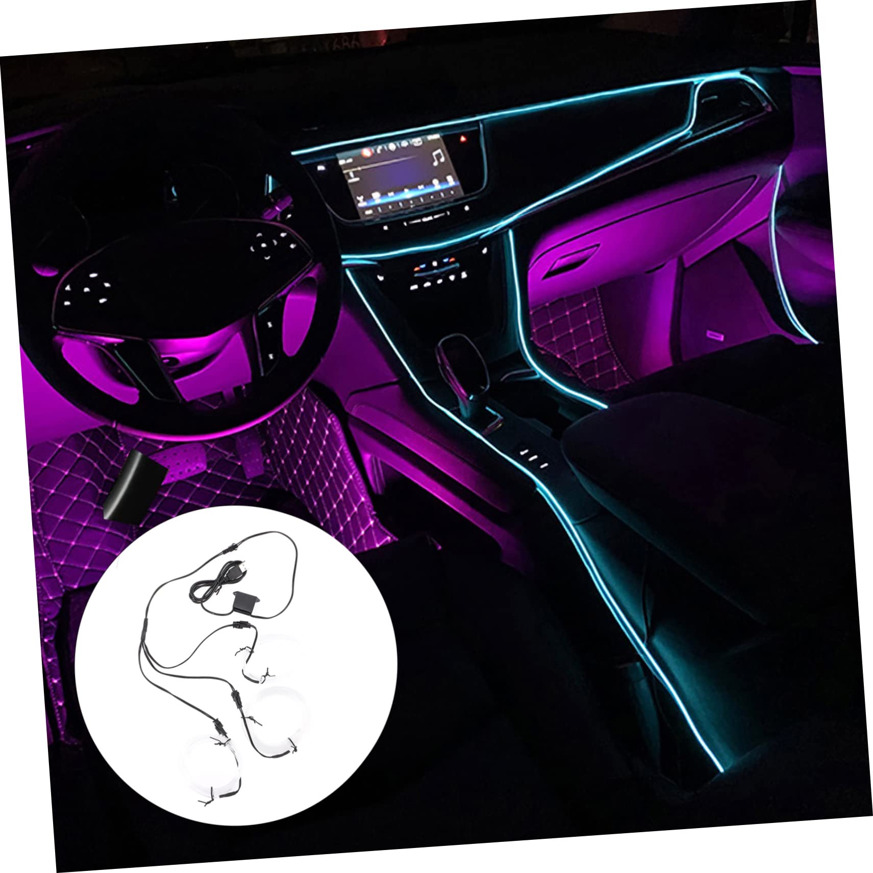 GLEAVI 3pezzi Led Ambientali Per Interni Auto Striscia Luminoso Ghiaccio Facile Installazione Senza Danni Accessorio Decorativo Auto Illuminazione Atmosferica Per Guida Notturna