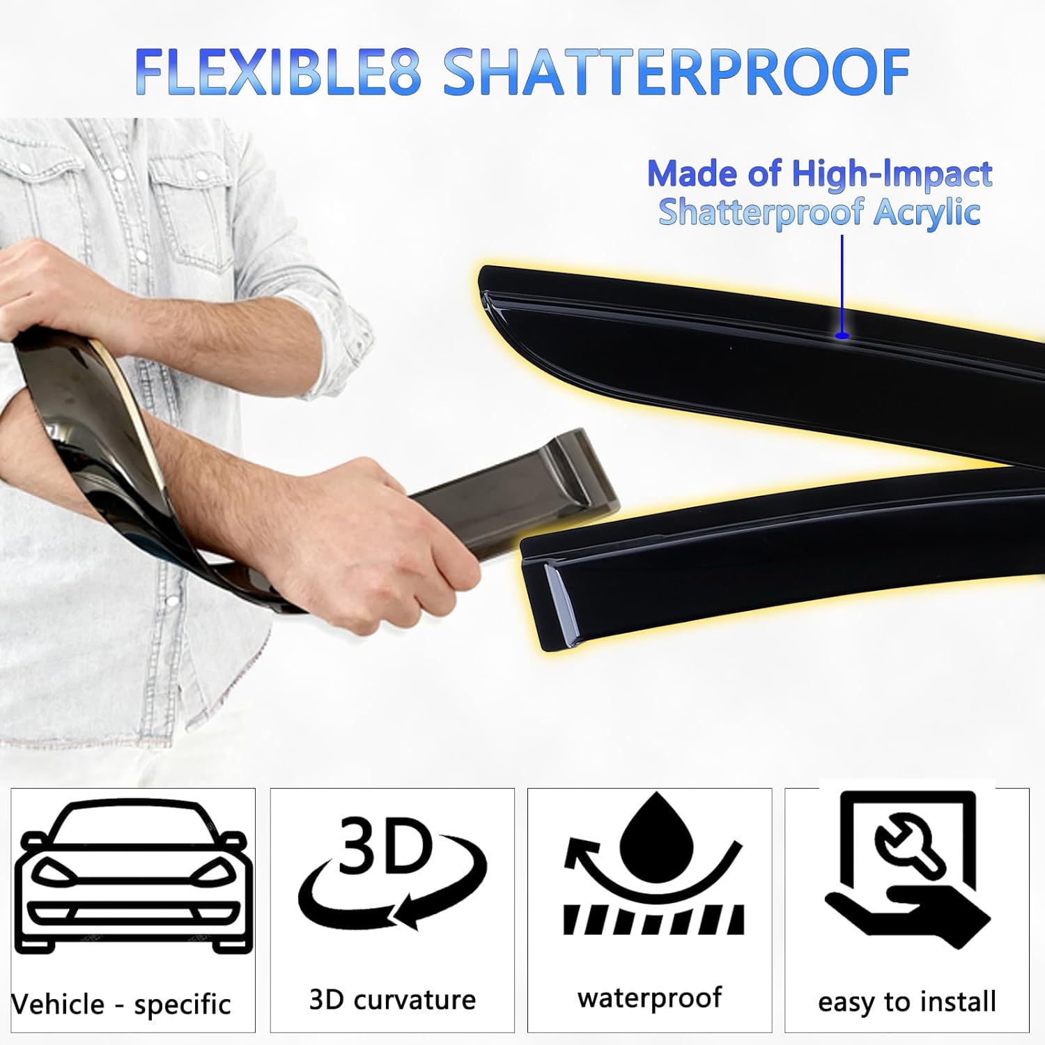 Window Visors Rain Guards for 2020-2025 Nissan Sentra, Out-Channel Window Vent Wind Deflectors Visors Shades for 20-25 Sentra ﻿ (Smoky Color)