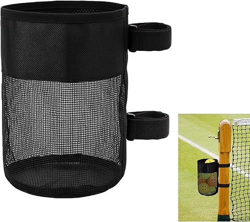 Soporte de bola de pickleball ajustable, bolsa de malla de nailon para colgar, cesta de almacenamiento plegable con capacidad para 6-8 bolas, cierre