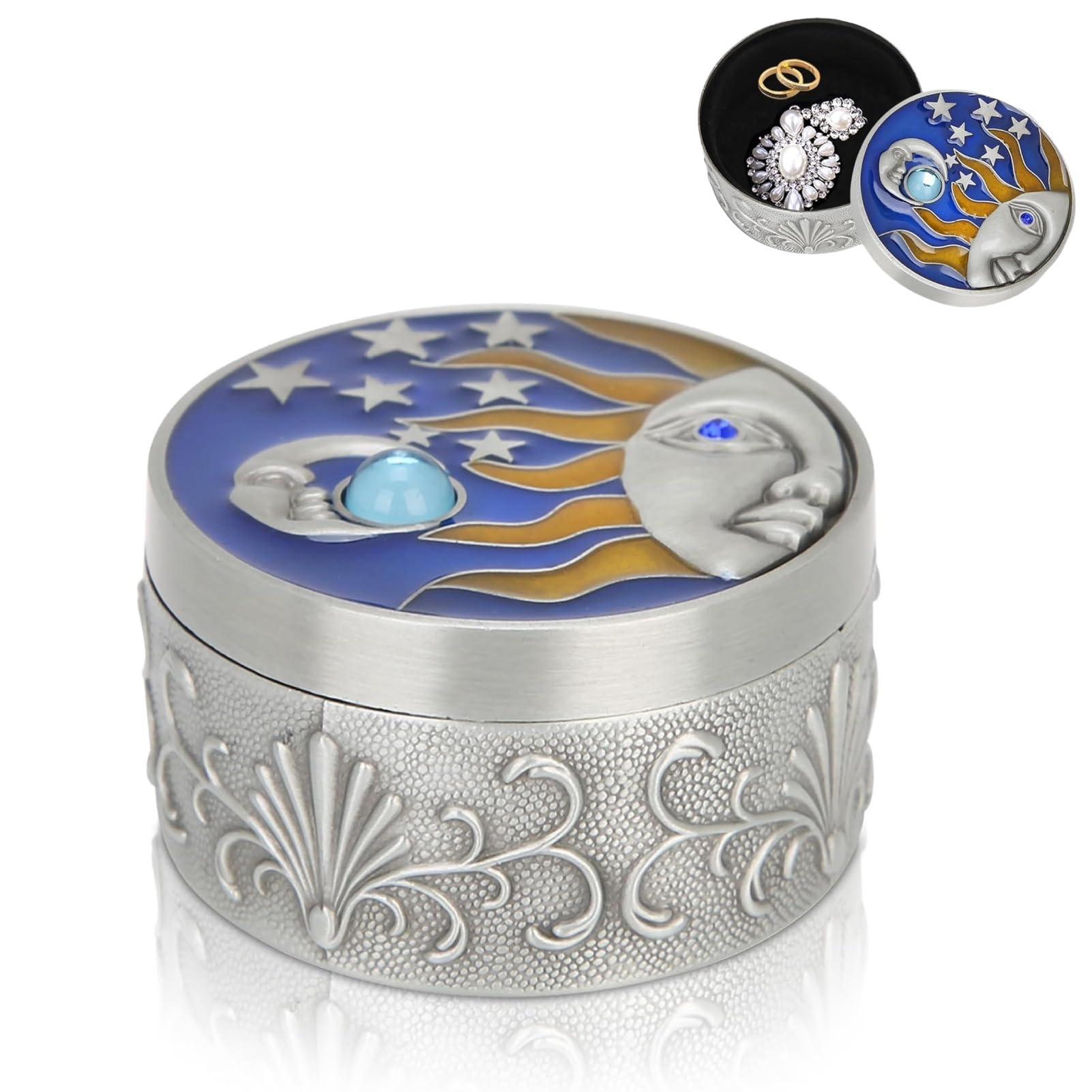 Amazon.com: Cyrank Retro Jewelry Box, Stylish Sun Moon Stars