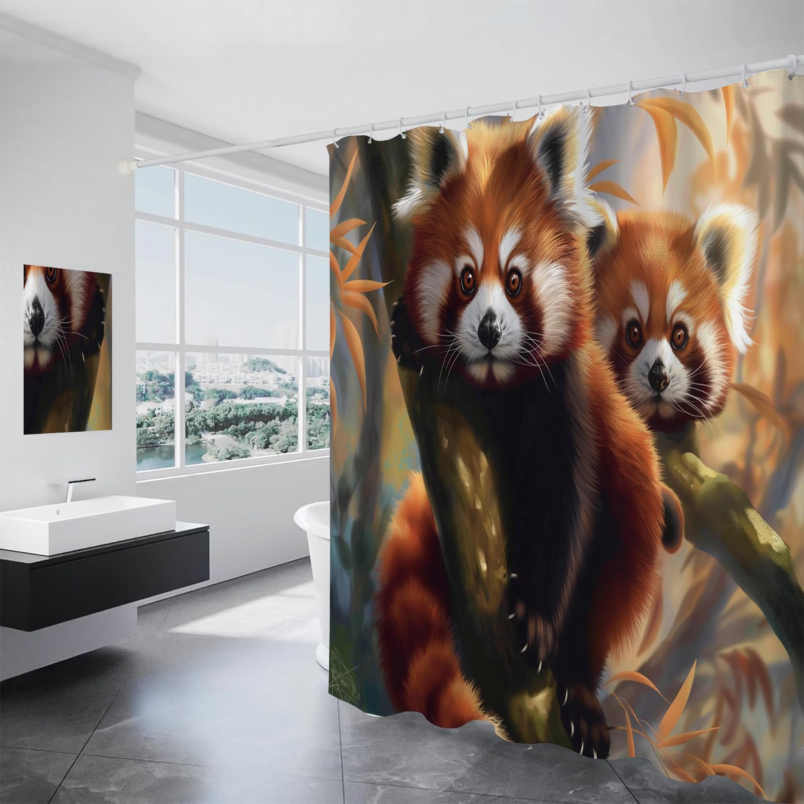 Rideau douche anti moisissure 150x180 lavable imperméable baignoire salle de bain panda