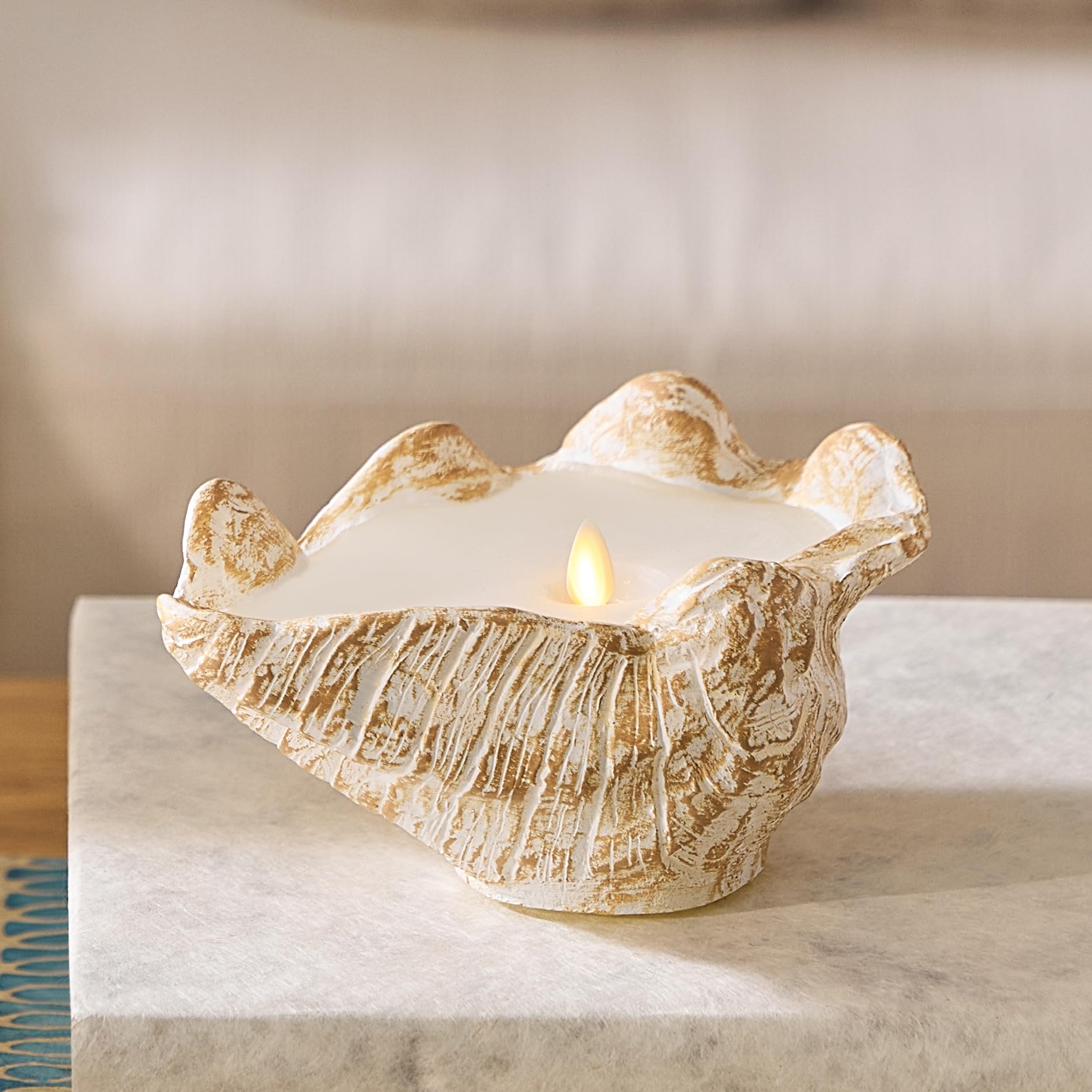 Luminara - Bianco senza fiamma candela Clamshell - 18,8 cm x 9,7 cm