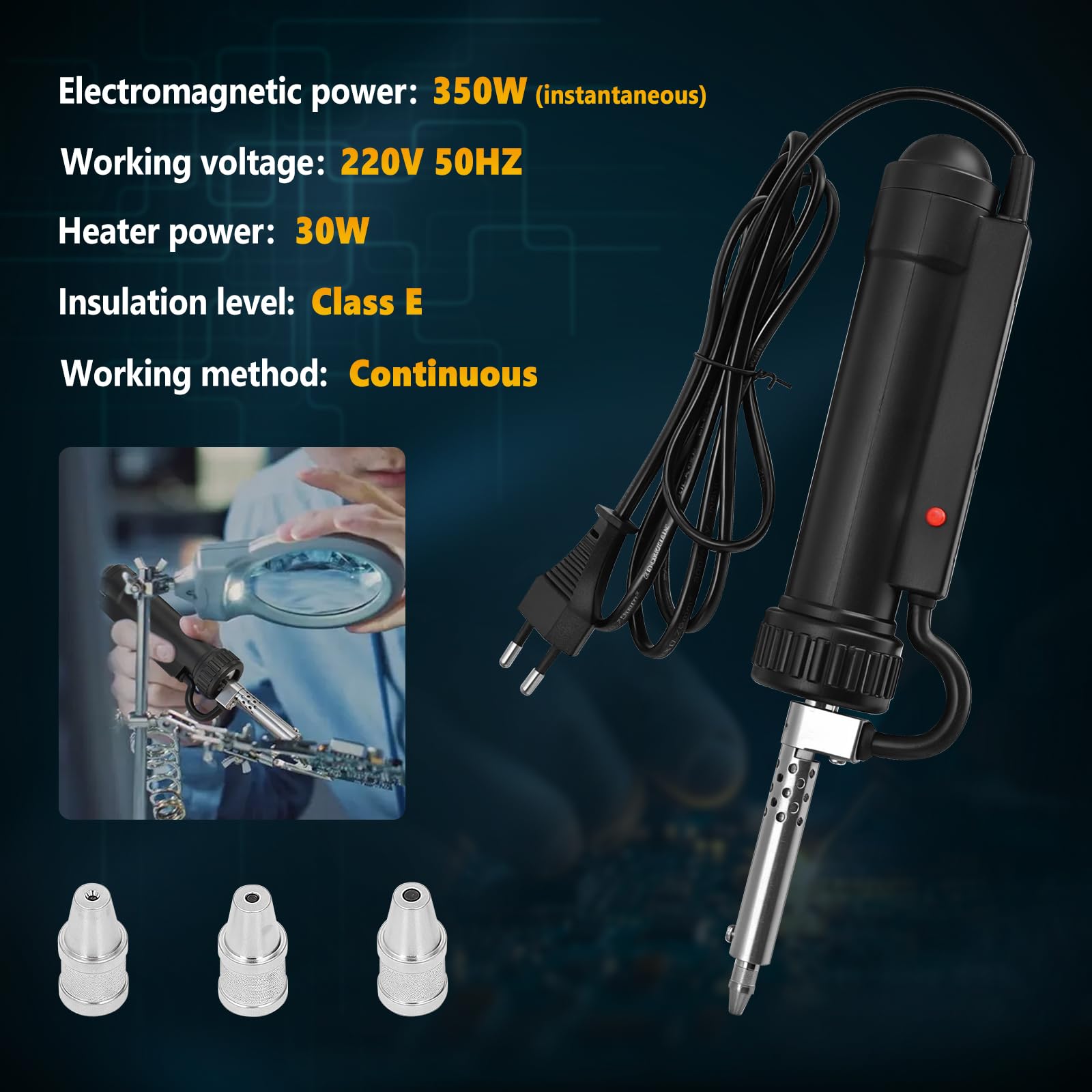 Pompe à dessouder électrique 350 W, fer à souder avec buses 1,0-2,5 mm