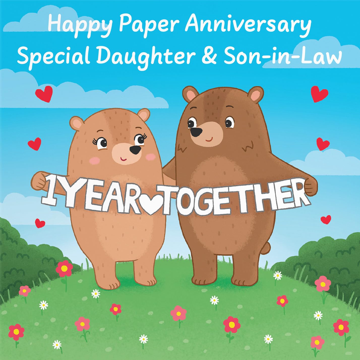Hunts England, Daughter And Son In Law 1st Anniversary Card, Paper Anniversary, First Anniversary, 1 Year - Image 2
