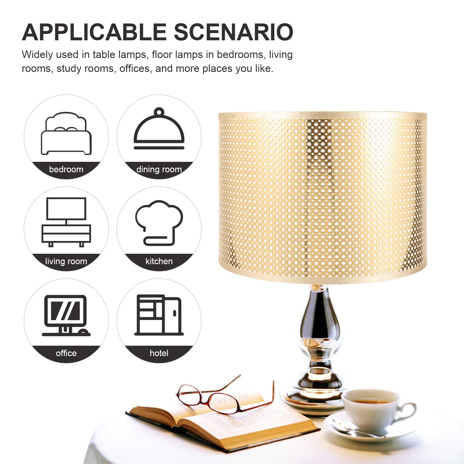 Alipis Paralume da Tavolo Moderno E27 Paralume a Tamburo Ø25 CM X 18 CM Sostituzione per Lampade da Comodino e Lampade da Tavolo per Soggiorno e Camera da Letto
