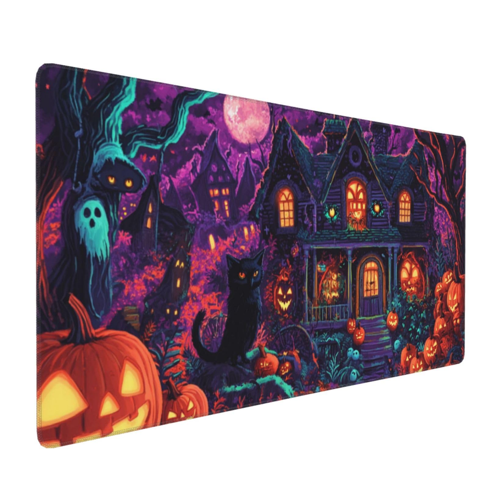 Cartone animato Tappetino Gaming 900x400x3mm XXL Grande Tappetino ScrivaniaHalloween, Bordi Cuciti Tappetino per Mouse ad Tracciamento Precisione Migliora precisione e velocità,Accessori Ufficio-z360