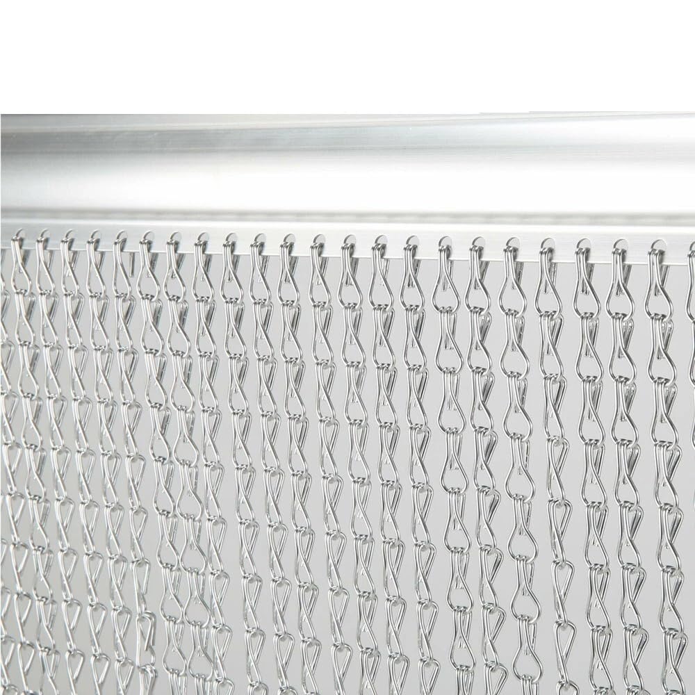 LN COZY CORNER 90cm x 200cm Premium Aluminium Fly Screen Chain Curtain - Heavy Duty Insect Door Screen for Restaurants, Homes & Shops - Adjustable Metal Fly Curtain(Silver) — image 1