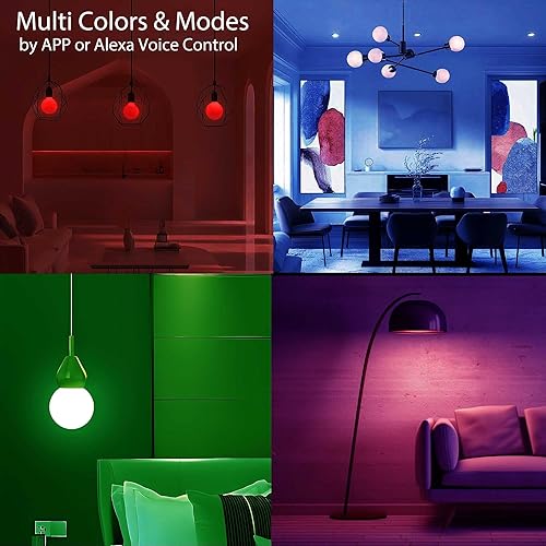 Miniatura 6 de ILC Bombillas de globo G25, bombillas de vanidad controladas por aplicación a través de malla Bluetooth, 1600 millones de colores, 600 lm, 6 W,