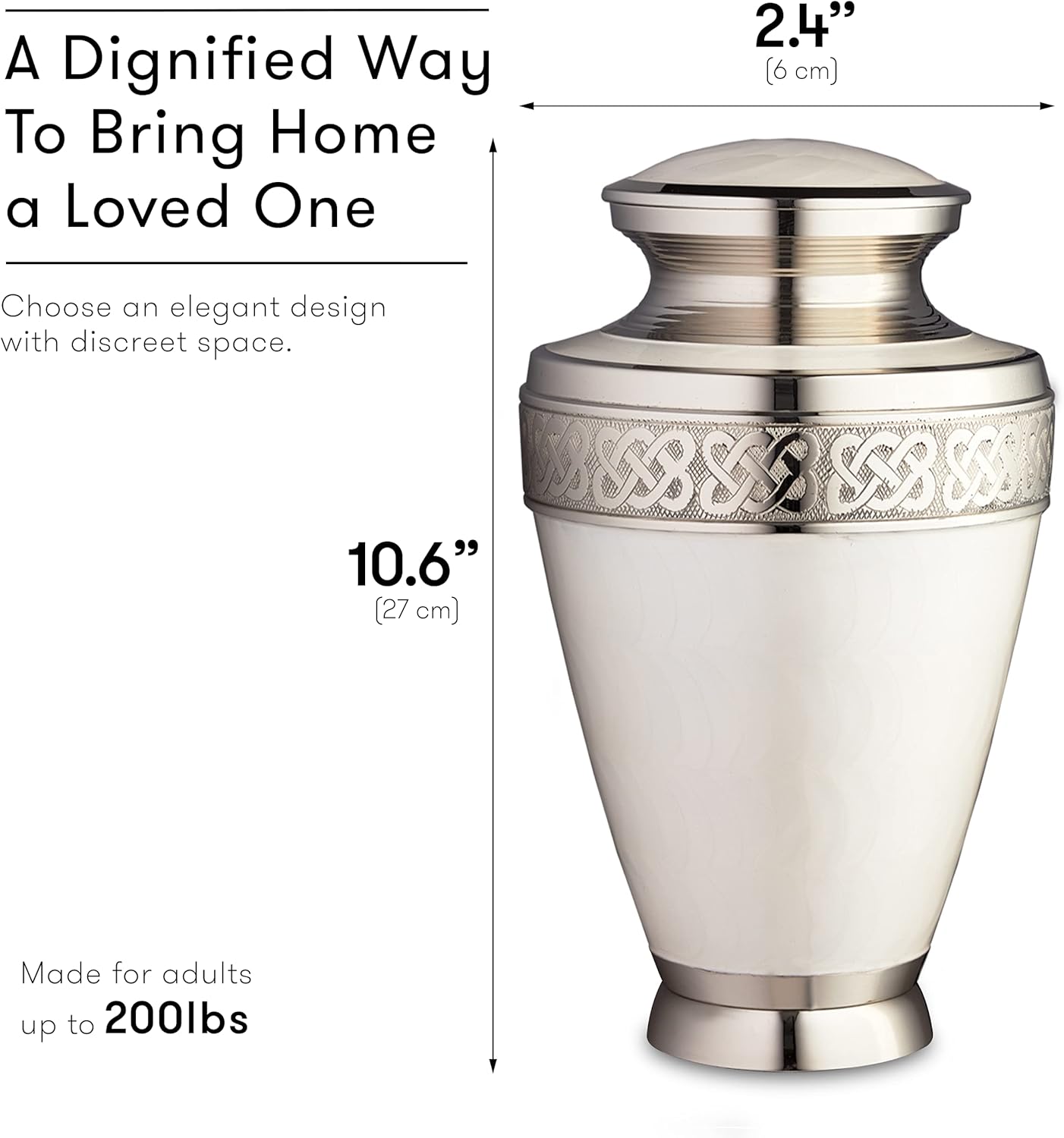 Fedmax Urns for Human Ashes - White Decorative Cremation Urn for Funeral w/Satin Bag for Storage - Burial or Memorial Keepsake for Adults 200 lbs