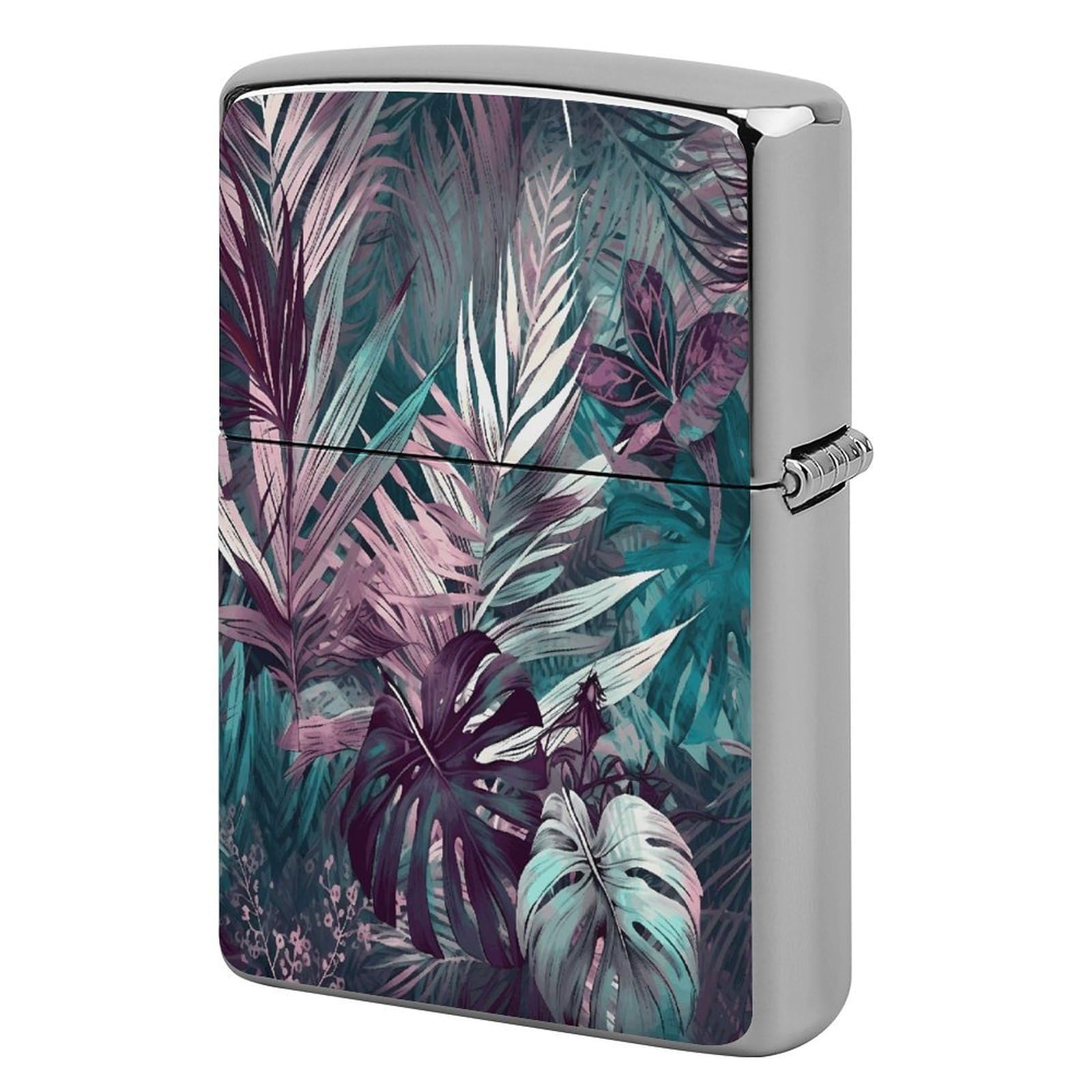 Fekiloot Style Palm Leaf Pattern Lighter Case Cover Metal Lighter Case