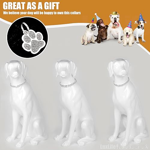 Miniatura 6 de Collar para perro de 0.47 pulgadas con hebilla de placa de identificación de eslabones cubanos plateados, collares de cadena de acero inoxidable