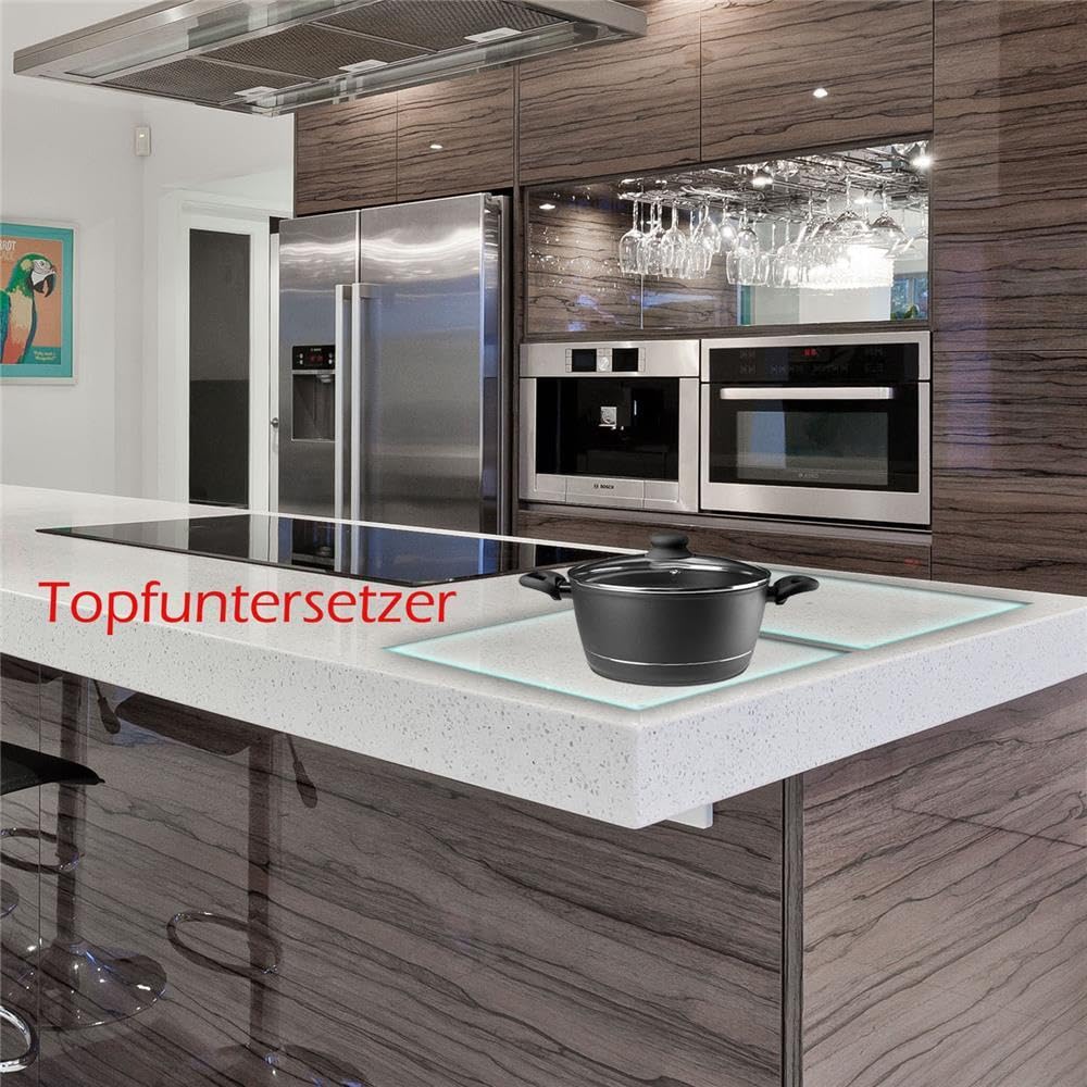 Herdabdeckplatte Abdeckung Ceranfeld Abdeckplatte Schneidebrett 2-Teilig 80x52 Durchsichtig Spritzschutz Glasplatte Ceranfeldabdeckung Schutz Herdschutz Sicherheitsglas Glasschneidebrett 2x40x52