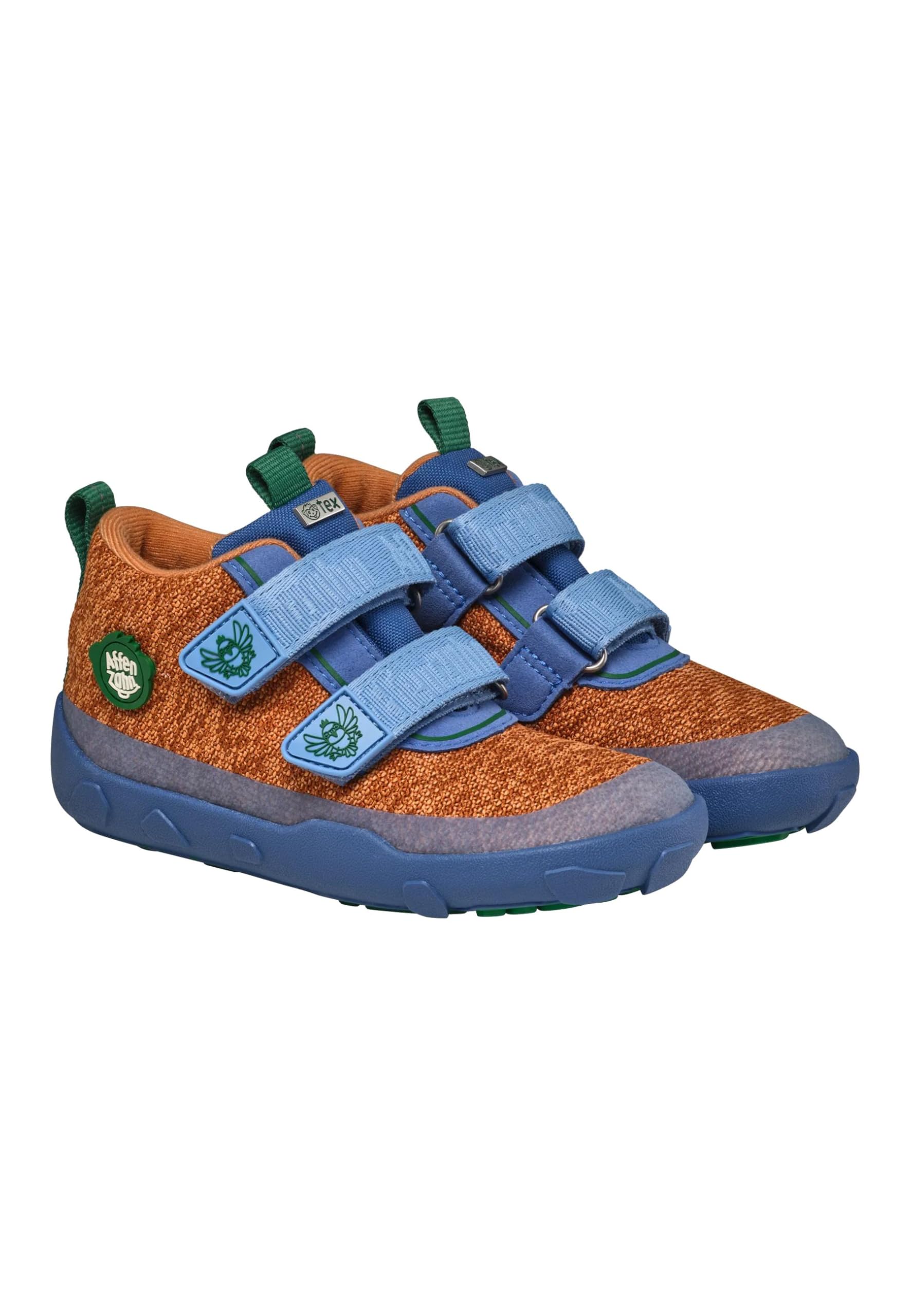 Affenzahn Übergangsschuh Knit Happy wasserdicht atmungsaktiv vegan mit Kaltfutter, Klettverschlüssen und Rutschfester Sohle Größe 21-32 Paradiesvogel - Blau, 33