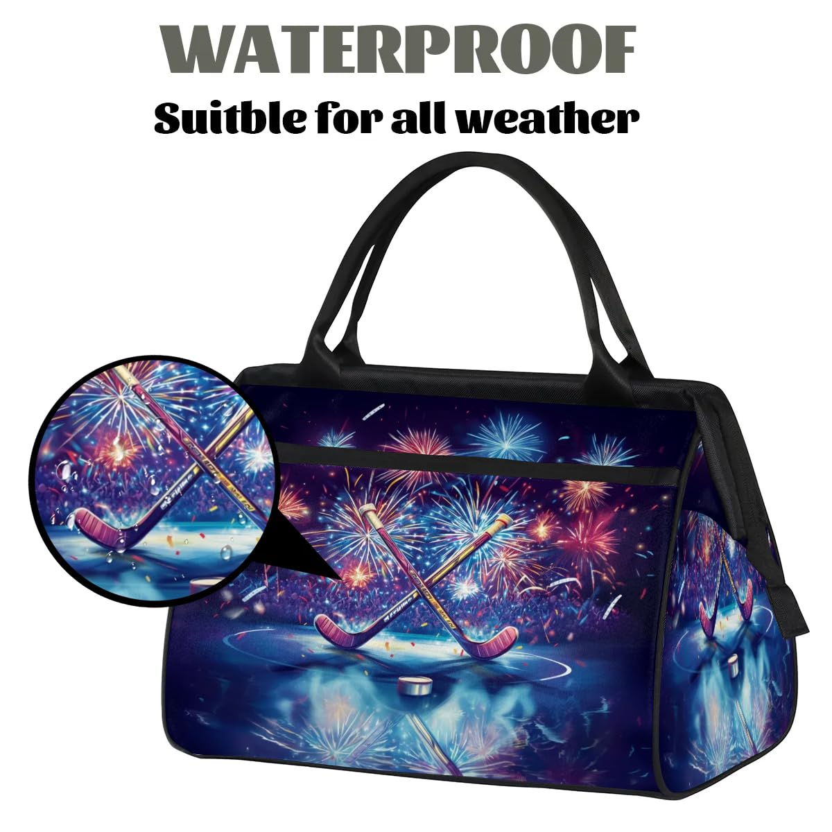 Sac de sport de hockey pour femmes, hommes, enfants, garçons et filles, sac de week-end, sac fourre-tout de 24 L pour le sport, la gym, le yoga, couleur, Big, Organiseur de sac