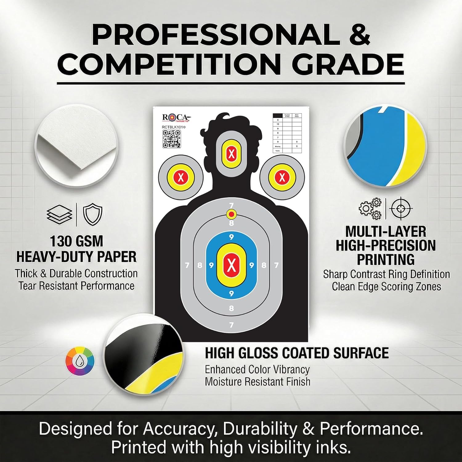 Silhouette Paper Targets for Shooting, Extra Large Life-Size 23 x 34 in High-Visibility Shooting Targets, Anti-Glare Gun Range Target for Rifle, Pistol, BB & Pellet Guns, 20 Pack