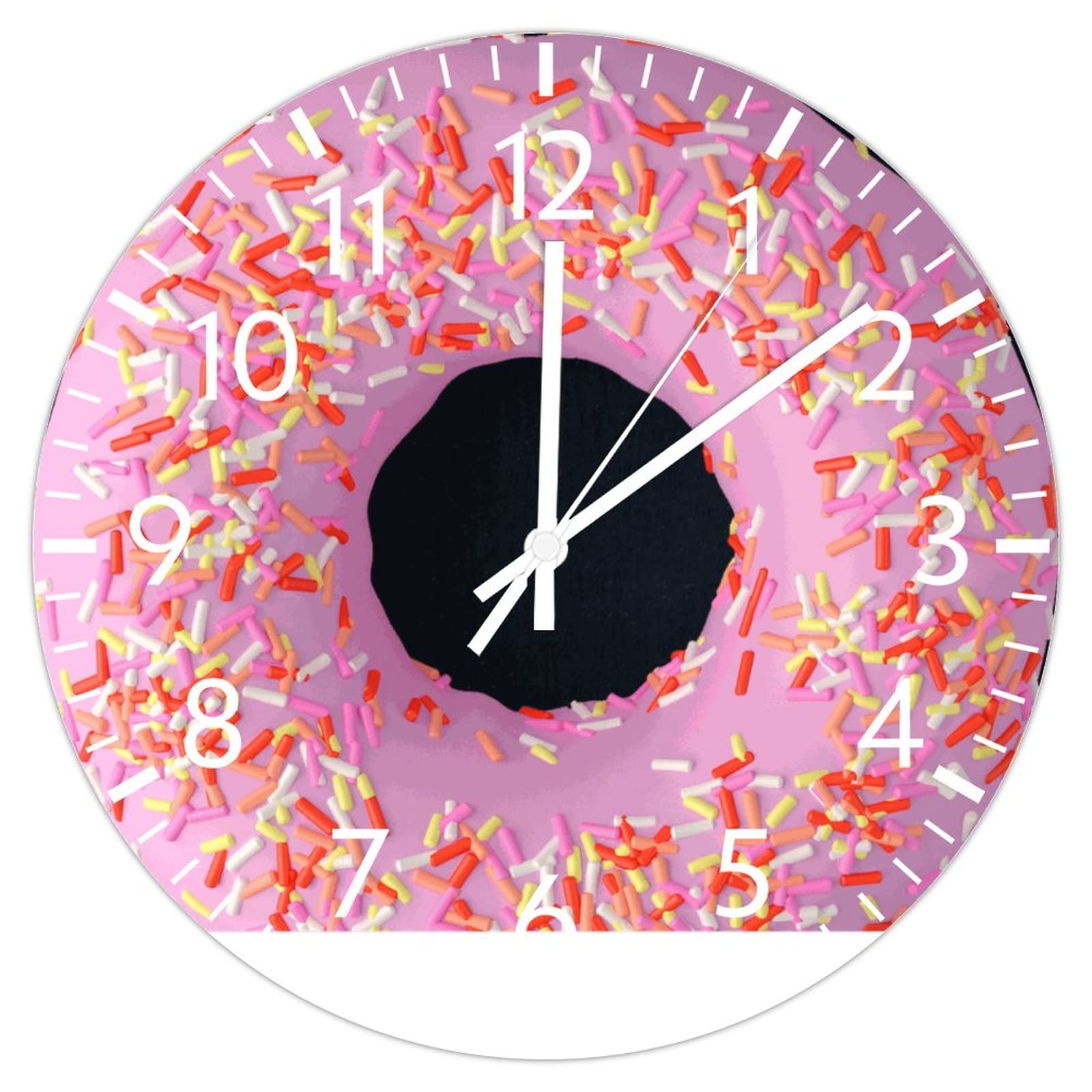 Horloge murale sans cadre en forme de donut pour chambre à coucher et salon