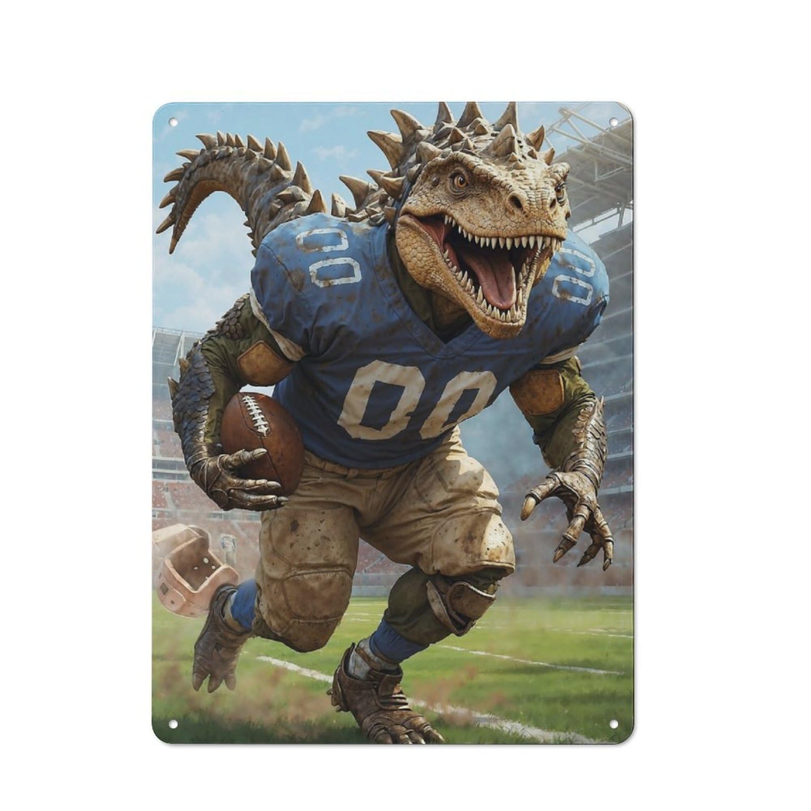 Junmoney Gridiron Dinosaur Ball Metal Wall Decor Sign, Home Decor Sign For Country Kitchen, Porch Wall Or Utility Room, Gift For Mum, Friends Or Flower Lovers, 40X30cm